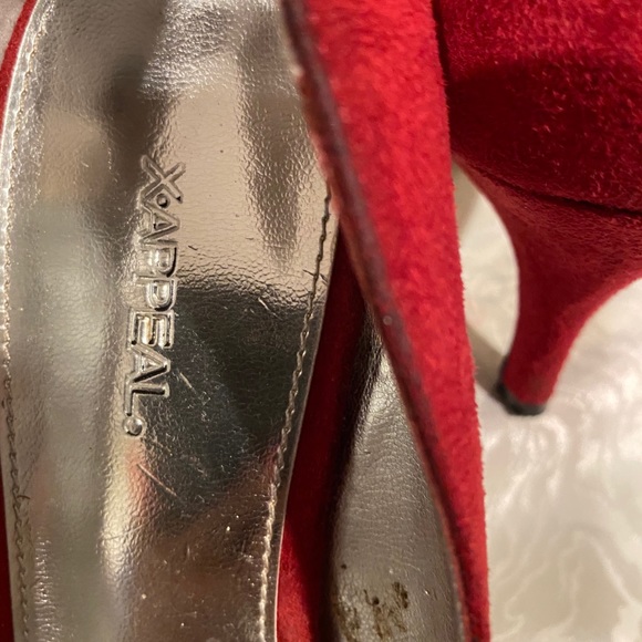 Red Suede Open Toe Pumps X.Appeal Size 9 - Picture 4 of 5